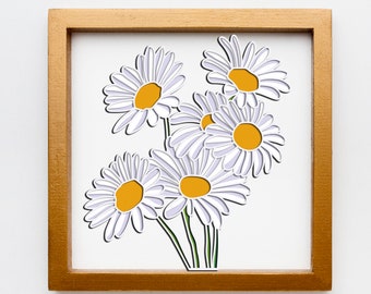 Daisy SVG, Daisy Cutting File layered file, Daisy 3D svg, 3D file cutting, CNC router layered drawings, Daisy 3D svg