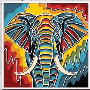 Olifant 3D-mandala SVG-bestanden, lasersnijden patroonbestanden, gelaagde CNC-router svg, 3D-mandala multiplex, 3D-laag