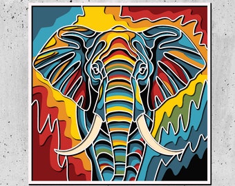 Elephant 3D Mandala SVG Files, Laser Cutting Pattern Files, Layered CNC Router svg, 3D plywood mandala, 3D layer