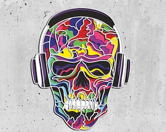 Skull Music 3D Mandala SVG Files, Laser cut Template files, Multi-layer cnc router svg, 3D plywood mandala, 3D layer