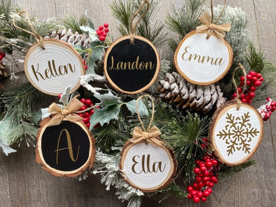 Wood Slice Vinyl Christmas Ornaments 