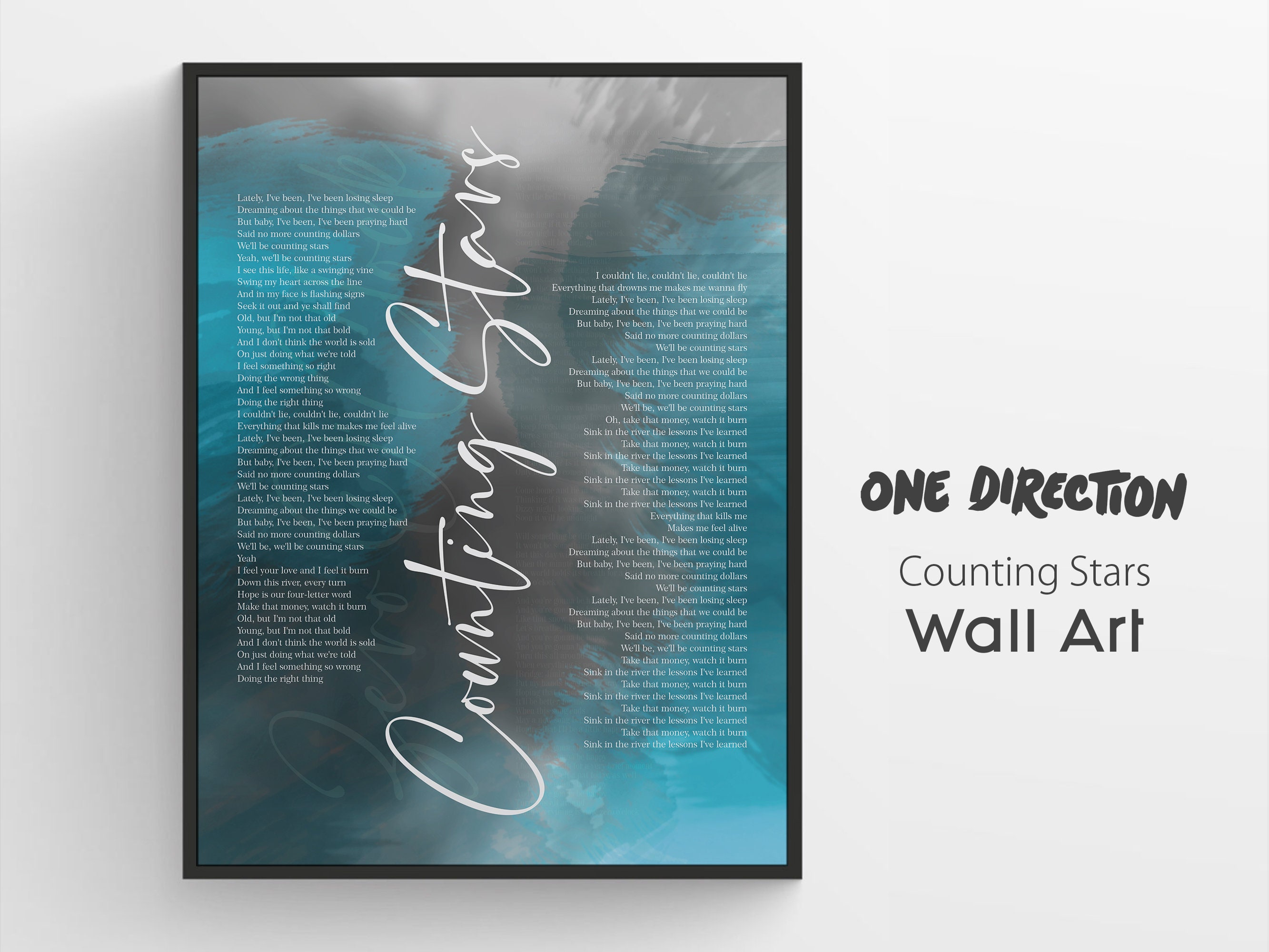 one direction printable wall art 1d counting stars lyrics poster