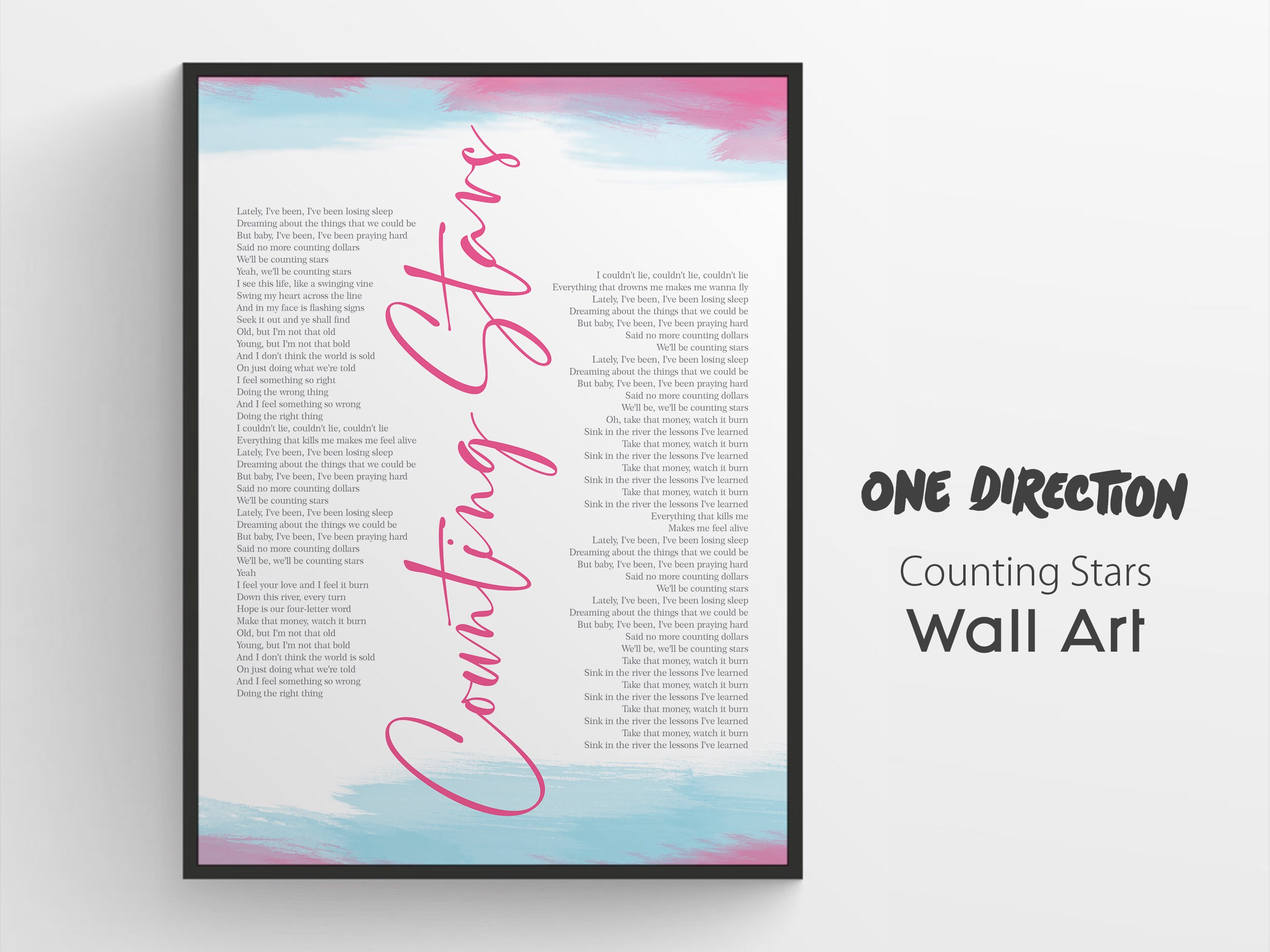 one direction lyrics poster one direction printable wall art etsy