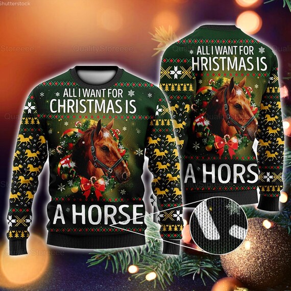 Horse Christmas Sweater Farm Christmas 