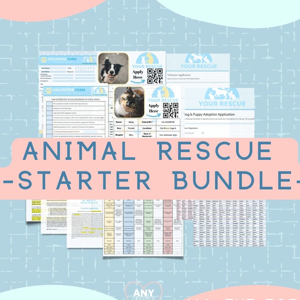 Start a Dog Rescue, Animal Rescue Starter Bundle, Open an Animal Rescue, Rescue Start Templates, Starting an Animal Sanctuary, Rescue Forms