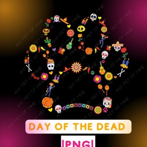 Dag van de Doden png | Hondenpoot PNG | Halloween poot PNG | Dierenreddingsontwerp | Hondenpoot PNG | Dia de Muertos | Dierenredding Png Paw illustraties