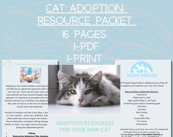 Cat Adoption Resource Packet, Cat Adoption Resource PDF, Cat Adoption Resource for Print, Cat Adoption Information for Rescues, Adopt a cat