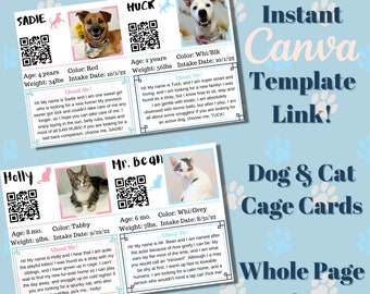 Tierrettung Zwinger Kartenvorlage, Hund Katzenkäfig Karte (Canva PDF)