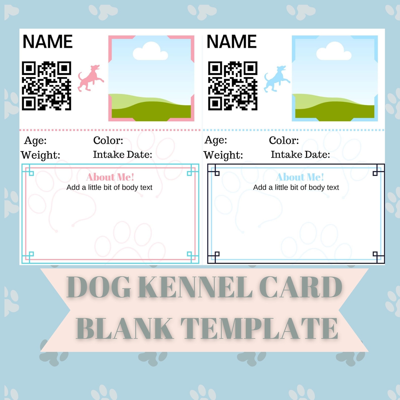 Canva Animal Rescue Printable Kennel Card Animal Shelter Cage Card