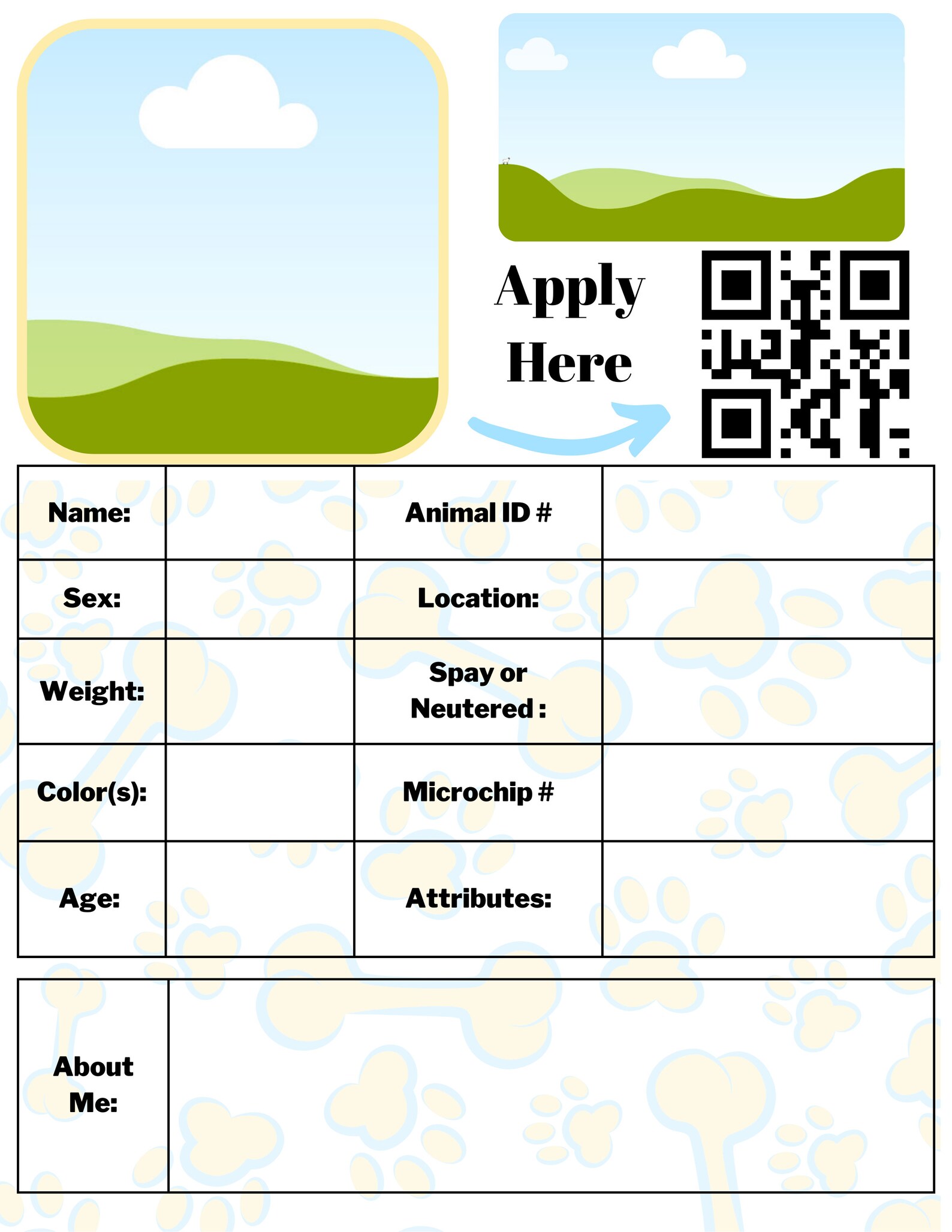 Canva Animal Rescue Printable Kennel Card, Animal Shelter Cage Card ...