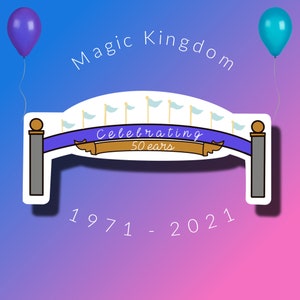 Disney World Entrance Sign Sticker | Disney 50th celebration