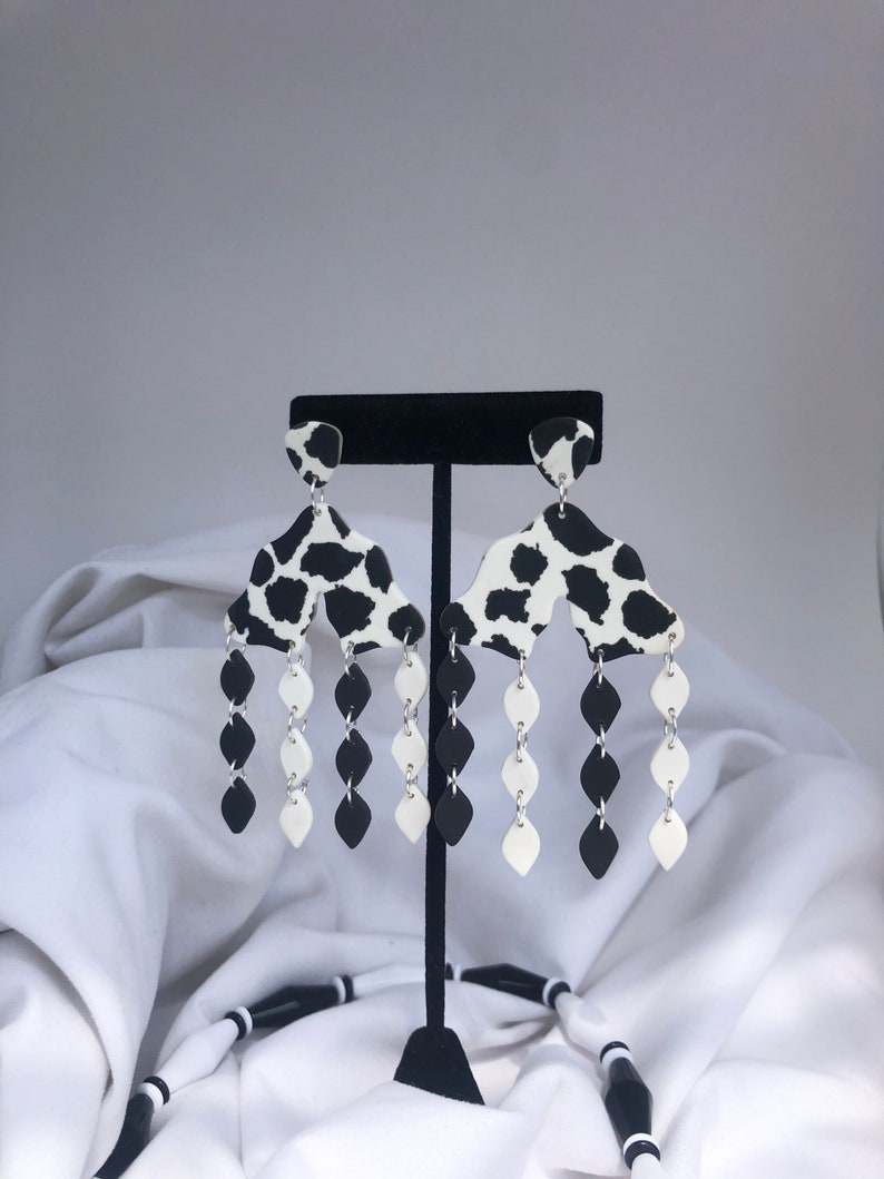 Cow Print Dangle Chandelier Earring