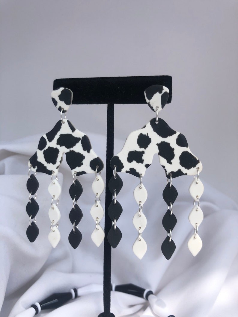 Cow Print Dangle Chandelier Earring