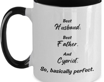 Cypriot Greek Best Father mug. Best husband, best dad, proud heritage coffee cup. Cyprus gifts, Greek mug, mug for dad, funny Greek sayings.