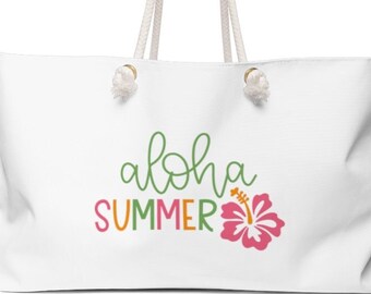 Aloha Summer Weekender Bag, Summer Tote Bag, Beach Bag, Beach Tote Bag, Beach Tote, Bag for Summer, Summer Accessories, Tropical Bag