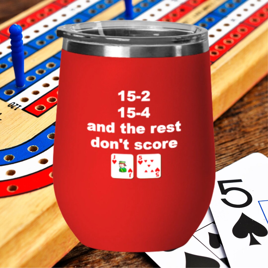 Cribbage Wine Tumbler, Cribbage Gift, Cribbage Mug, Regalo para