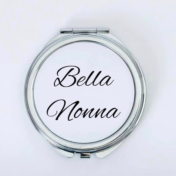 Miroir compact inscrit de grand-mère, cadeau pour Nonna, cadeau de grand-mère, Bella Nonna, miroir de sac à main, cadeau de Noel de Nonna, anniversaire de grand-mère