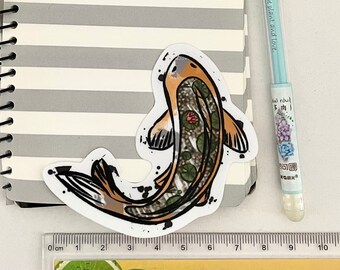Koi fish splatter lily pad pond Vinyl Sticker for water bottle | Laptop | Hydroflask