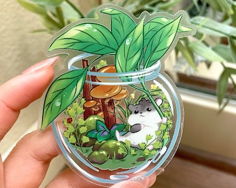Cute Hamster Terrarium Clear Vinyl Sticker | Plants and Nature | Laptop sticker| Waterbottle sticker| Weatherproof