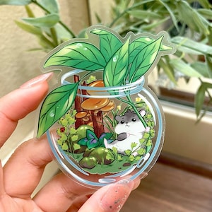 Cute Hamster Terrarium Clear Vinyl Sticker | Plants and Nature | Laptop sticker| Waterbottle sticker| Weatherproof