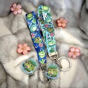 Cordón de muñeca con dije de rana, lirio, río y arroyo / Dije de rana LilyPad / Correa para llavero / Llavero