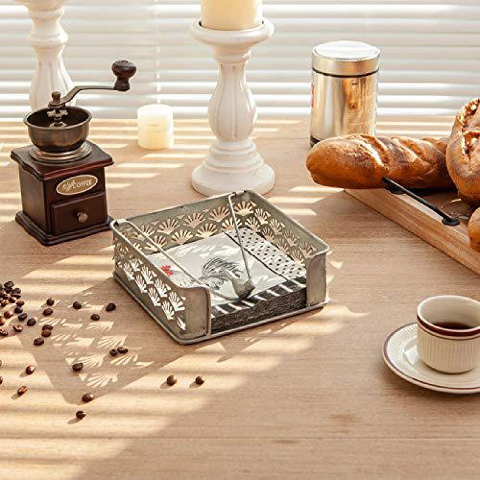 Farmhouse Rustic Flat Napkin Holder Galvanized Metal Napkin Etsy