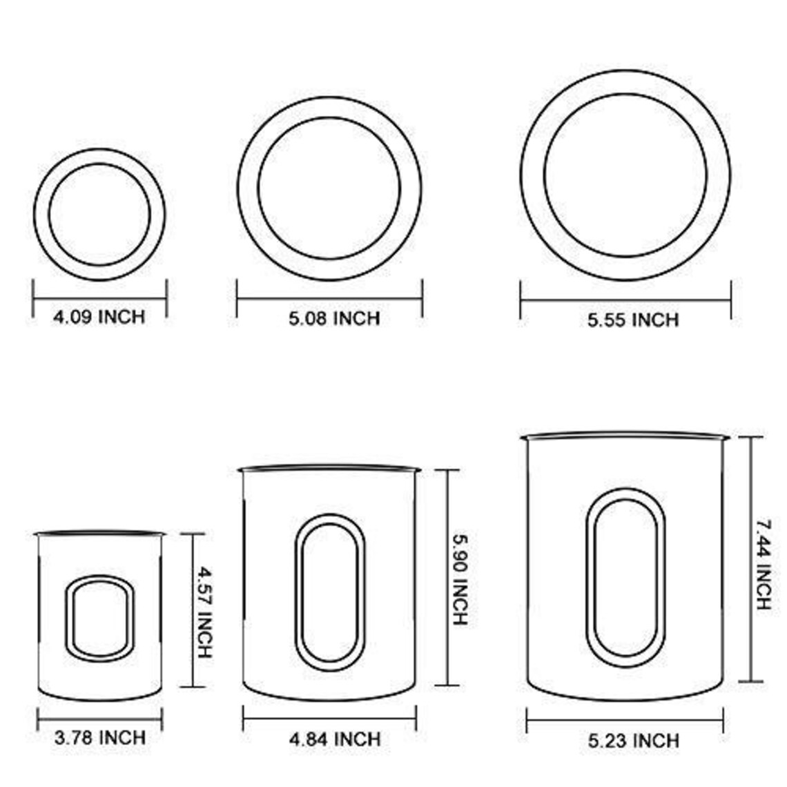 Canisters Set 3 Piece Window Kitchen Canister with Etsy