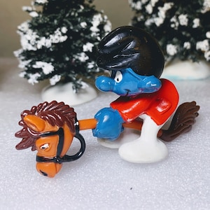 4.0214-02_Super Smurf Series- Vintage Pre-owned Smurfs Peyo Schleich 40214 Hobby Horse Smurf Figure Toy Schtroumpf à cheval Figurine