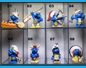 Y2007-0803- Smurfs Collection Vintage Pre-owned 2007 American Native Smurf Figure Peyo Schleich Schtroumpf Toy Figurines (Price by the unit)