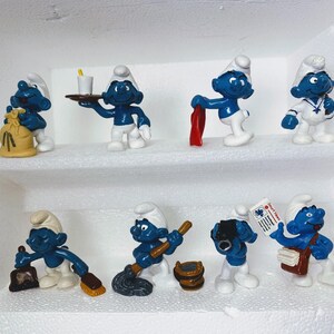 JOBS-0802 Smurfs Collection- Nice Pre-owned Vintage Peyo Schleich Smurf figures JOBS Theme Figurine Schtroumpf (Price by the unit)