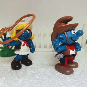 COUPLE-16 Smurfs Collection Vintage pre-owned Smurf Couple figures 20122 Cowboy 20147 Cowgirl Peyo Schleich Toy Schtroumpf figurines