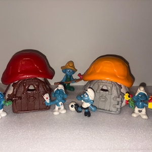 90年代 smurf 家 Vintage Smurf Green Mushroom House With NO Butterfly .1979
