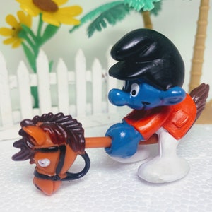 4.0214-05_Super Smurf Series- Vintage Pre-owned Smurfs Peyo Schleich 40214 Hobby Horse Smurf Figure Toy Schtroumpf à cheval Figurine