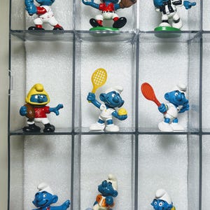 SPORTS-0902- Lot unique de figurines Schtroumpf vintage- Figurines Schtroumpf jouet Schtroumpf Peyo Schleich Bully Thème SPORT (prix à l'unité)