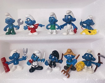 JOBS-1002 Smurfs Collection- Nice Pre-owned Vintage Peyo Schleich Smurf figures JOBS Theme Figurine Schtroumpf (Price by the unit)