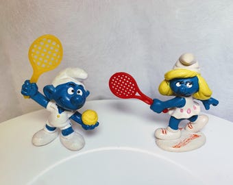 Figurine Schleich - Schtroumpf Au Tennis - Collection Peyo - Figurine De BD En Bon état