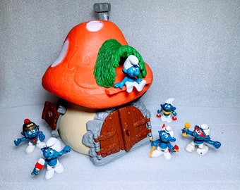 40001-14 Smurfs Village- Vintage Pre-Owned 40001 Old Large Schleich Smurf House Maison Schtroumpf (Free Shipping)