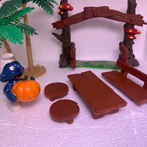 4.0030B-04 Ensemble de jeu Schtroumpfs Collection - vintage Schtroumpf 40030 Schtroumpfs d'occasion Schtroumpf Garden Figurine Peyo Schleich Schtroumpf table pique-nique