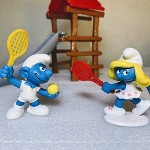 TENNIS-0203 Lot de 2 figurines Schtroumpf du tennis Schleich 20049 Schtroumpf tennis 20135 Schtroumpfs jouets figurines Schtroumpf