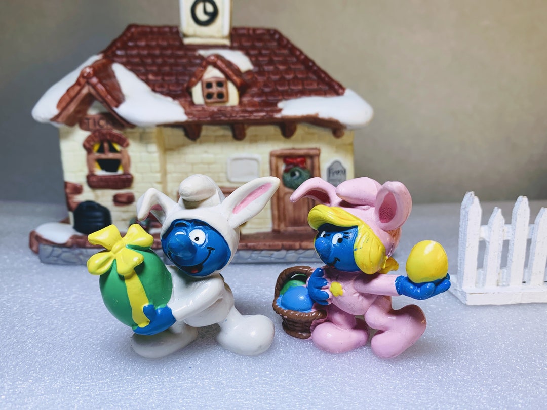 From the Easter Collection Set of 2 Vintage Bunny Smurfs Etsy