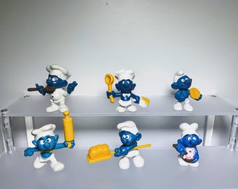 COOKING-0602_Pick your Smurf Figure Pre-owned Vintage Generic Schleich Bully Cooking Smurfs Toy Schtroumpf Figurine (Price by the unit)