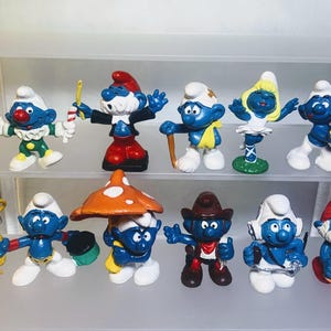 20thCentury-1402 Figurine Pick Your vintage Schtroumpf par Schleich - Schtroumpfs classiques d'occasion à collectionner - Lot de figurines Schtroumpf
