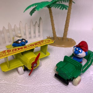 ERTL-0208 Lot de 2 Schtroumpfs ERTL 1982 en métal moulé sous pression - Le Schtroumpf et l'Aréo-Schtroumpf Schtroumpf Schtroumpf