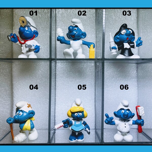 MED-0603 Smurfs Collection- Nice Pre-owned Vintage Peyo Schleich Smurf figures MEDICAL Theme Figurine Schtroumpf (Price by the unit)