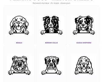 Peeking Medium Breed Dog Car Decal | Choose from 19 Breeds | Custom Vinyl Window Sticker | Personalized Pet Gift | Handmade FL