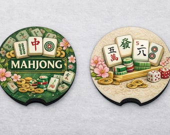 Mahjong Car Coasters | Dragon Tile Design, Custom Neoprene Drink Holders