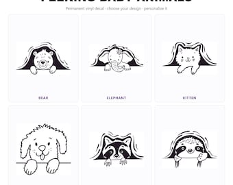Peeking Baby Animal Car Decal | Bear Elephant Sloth Kitten | Custom Vinyl Window Sticker | Nursery Decor | Handmade FL