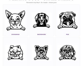 Peeking Small Breed Dog Car Decal | 19 Breeds | Custom Vinyl Window Sticker | Personalized Pet Gift | Handmade FL