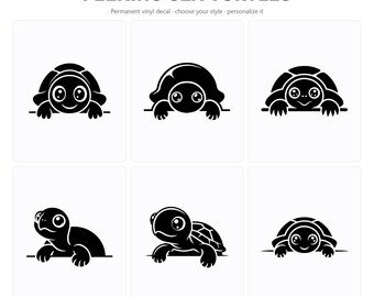 Peeking Sea Turtle Car Decal | FREE Personalization | Custom Vinyl Window Sticker | Beach Lover Gift | Handmade in Palm City FL
