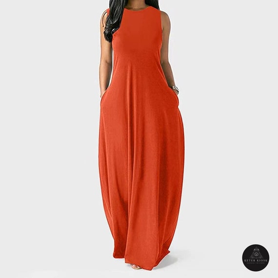 Women Maxi Long Sleeveless Cotton Dress Casual Dress Summer Etsy